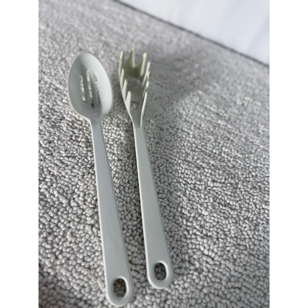 Taylor Made Products Slotted Spoon and‎ Pasta Server Set White Plastic VTG USA